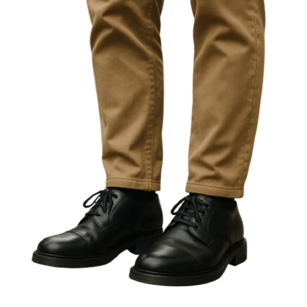 VINTAGE Monograms by Bass Mens Manny Shoe Black Leather Square Toe Lace Up  7